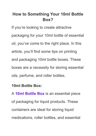 How to Something Your 10ml Bottle Box