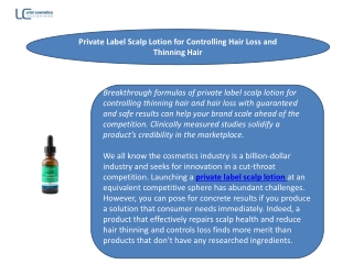 Private Label Scalp Lotion for Controlling Hair Loss and Thinning Hair