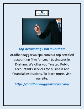 Top Accounting Firm In Durham | Aradhanaaggarwalcpa.com