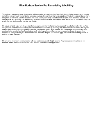 Blue Horizon Service Pro Remodeling & construction