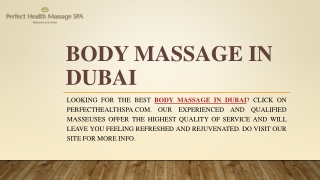 Body Massage In Dubai | Perfecthealthspa.com