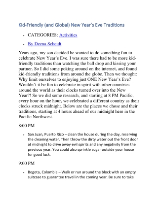 Kid-Friendly (and Global) New Year’s Eve Traditions