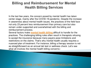 Billing and Reimbursement for Mental Health Billing Services