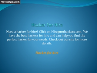 Hacker For Hire  Hireguruhackers.com