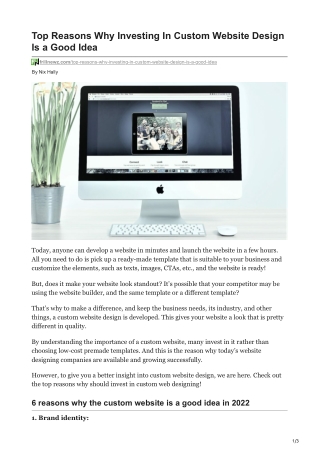Top Reasons Why Investing In Custom Website Design Is a Good Idea