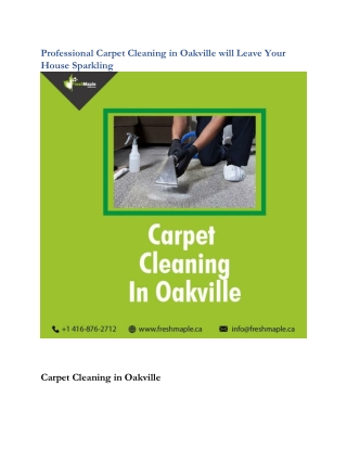 Professional Carpet Cleaning in Oakville will Leave Your House Sparkling