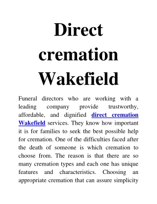 direct cremation Wakefield