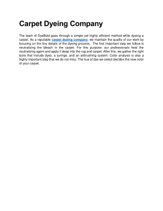 Carpet Dyeing Company