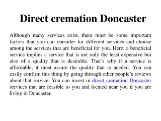 Direct cremation Doncaster