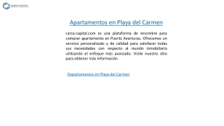 Apartamentos en Playa del Carmen  Carza-capital.com