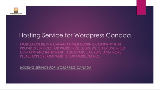 Hosting Service for Wordpress Canada  Mobilehost.biz