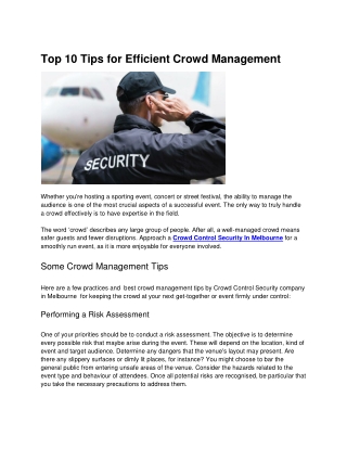 Top 10 Tips for Efficient Crowd Management