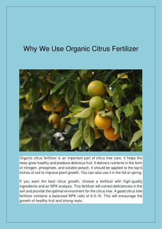 Why We Use Organic Citrus Fertilizer