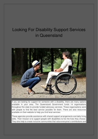 Looking For Disability Support Services in Queensland