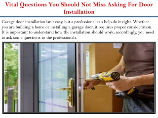 Vital Questions You Should Not Miss Asking For Door Installation