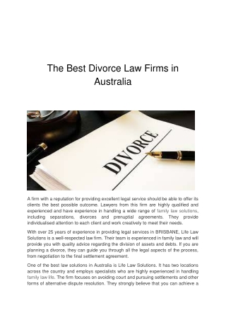 The Best Divorce Law Firms in Australia