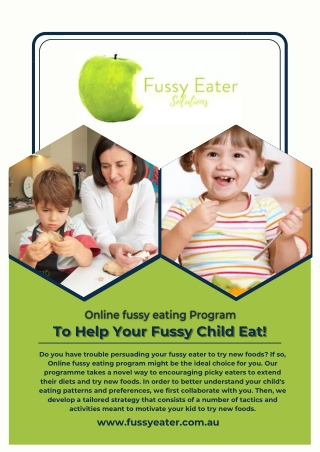Online fussy eating Program To Help Your Fussy Child Eat!