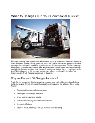 When to Change Oil in Your Commercial Trucks