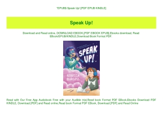 EPUB$ Speak Up! [PDF EPUB KINDLE]