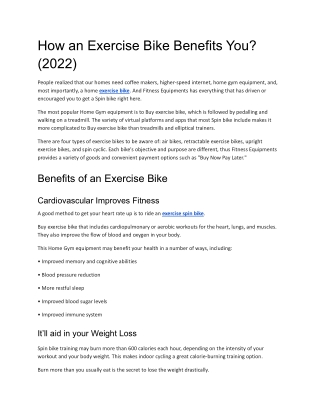 Benefits of Working Out at Home with an Exercise Bike