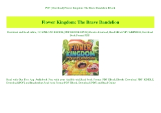 PDF [Download] Flower Kingdom The Brave Dandelion EBook