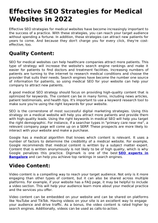 Effective SEO Strategies for Medical Website in 2022