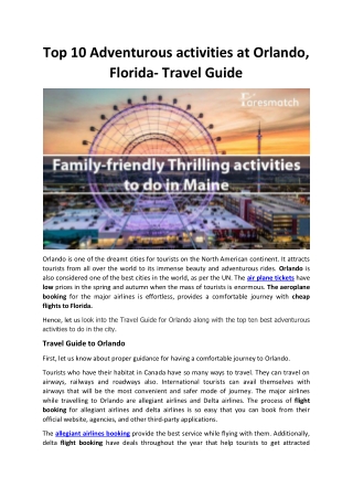 Top 10 Adventurousactivities at Orlando, Florida- Travel Guide