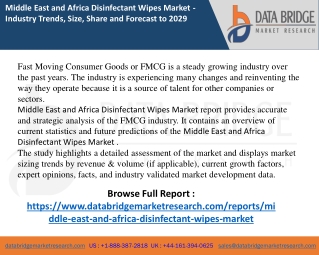 Middle East and Africa Disinfectant Wipes Market report
