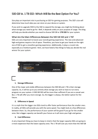 500 GB Vs. 1 TB SSD- Which Will Be the Best Option For You?