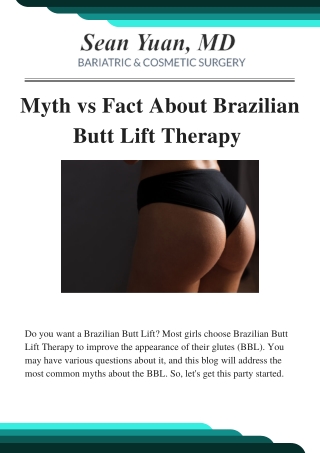Myth vs Fact About Brazilian Butt Lift Therapy | Aesthetic and Bariatrics