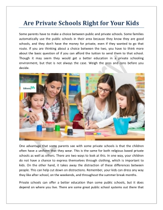 Are Private Schools Right For Your Kids