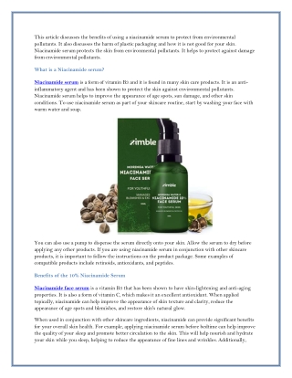 ZIMBLE Niacinamide Face Serum with Moringa Water