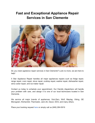 Fast and Exceptional Appliance Repair Services in San Clemente