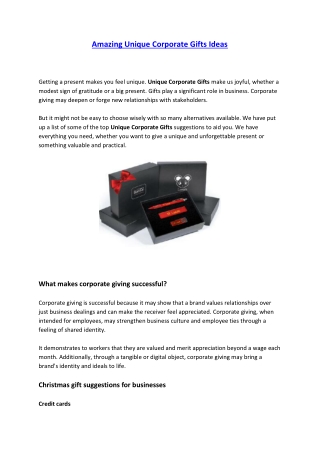 Amazing Unique Corporate Gifts Ideas