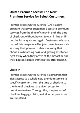 United Premier Access