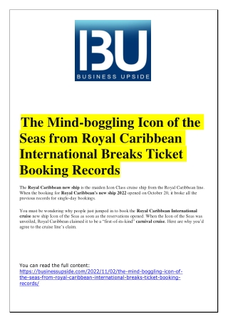 The Mind-boggling Icon of the Seas from Royal Caribbean International Breaks Ticket Booking Records