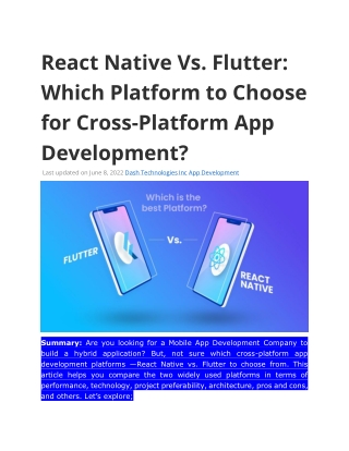 React Native Vs. Flutter: Which Platform to Choose for Cross-Platform App