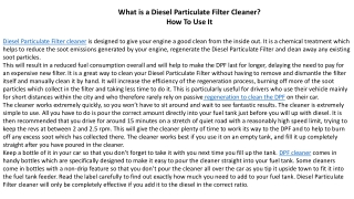 What is a Diesel Particulate Filter Cleaner How To Use It