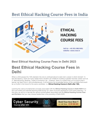 Best Ethical Hacking Course Fees in India