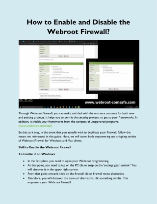 How to Enable and Disable the Webroot Firewall