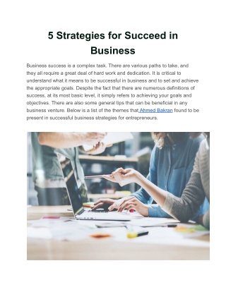 Top 5  Strategies for to Succeed in Business