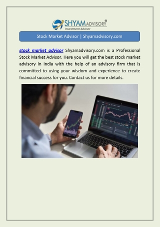 Stock Market Advisor | Shyamadvisory.com