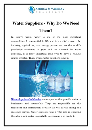 Water Suppliers In Mumbai Call-9867696717