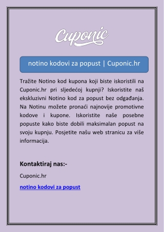 notino kodovi za popust | Cuponic.hr
