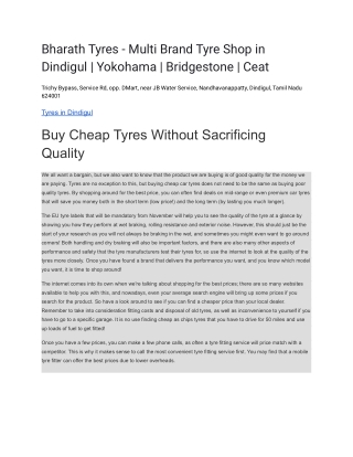 Bharath Tyres - Multi Brand Tyre Shop in Dindigul _ Yokohama _ Bridgestone _ Ceat