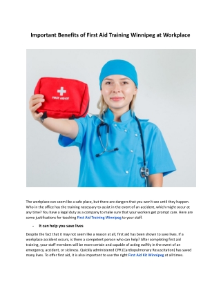Important Benefits of First Aid Training Winnipeg at Workplace .docx
