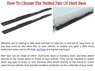 How To Choose The Perfect Pair Of Nerf Bars?