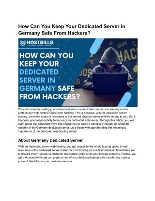 How can you keep your dedicated server in Germany safe from hackers_