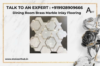 Dining Room Brass Marble Inlay Flooring - Call Now 9928909666