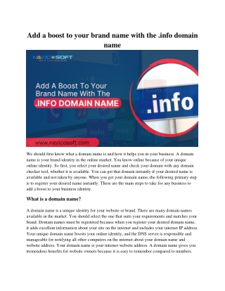 Add a boost to your brand name with the .info domain name